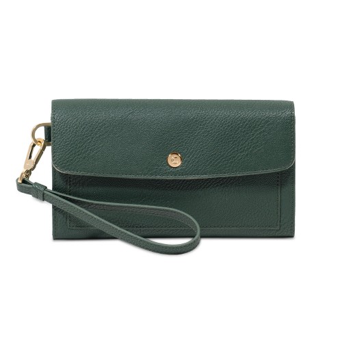 Flap wallet with removable wristlet